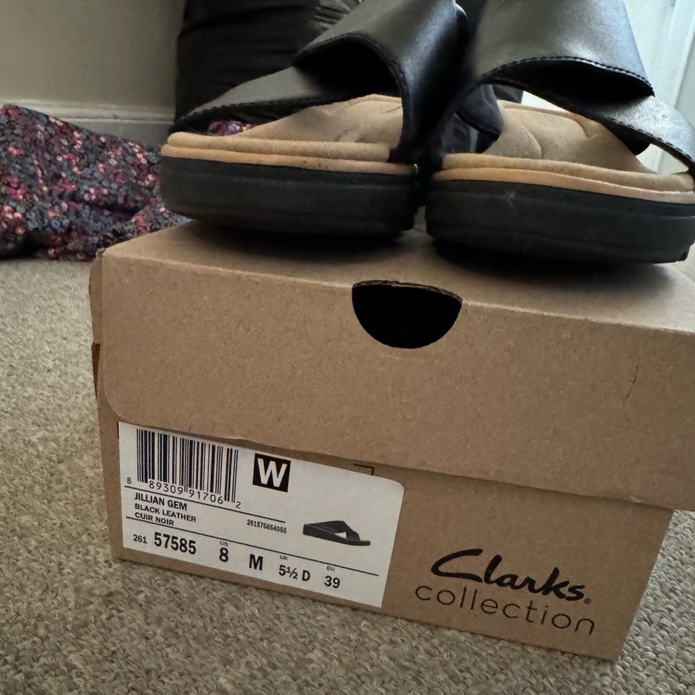 Clarks Black Sandals Comfortable and Stylish Barely Worn